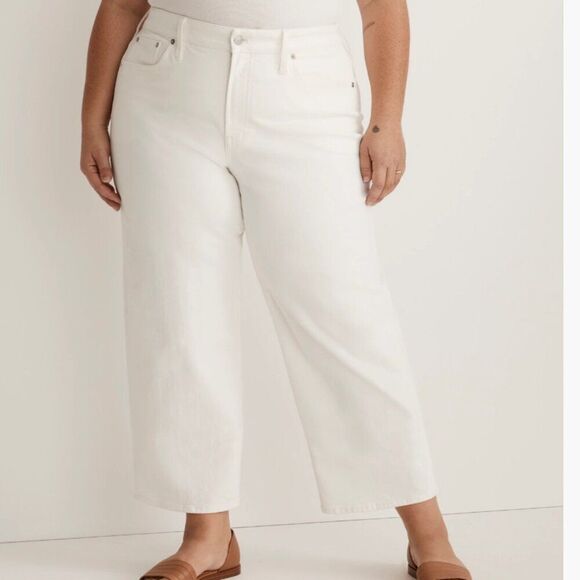 Madewell NJ406 white The Plus Perfect Vintage Wide-Leg Crop Jean  EUC size 20W - Picture 4 of 10